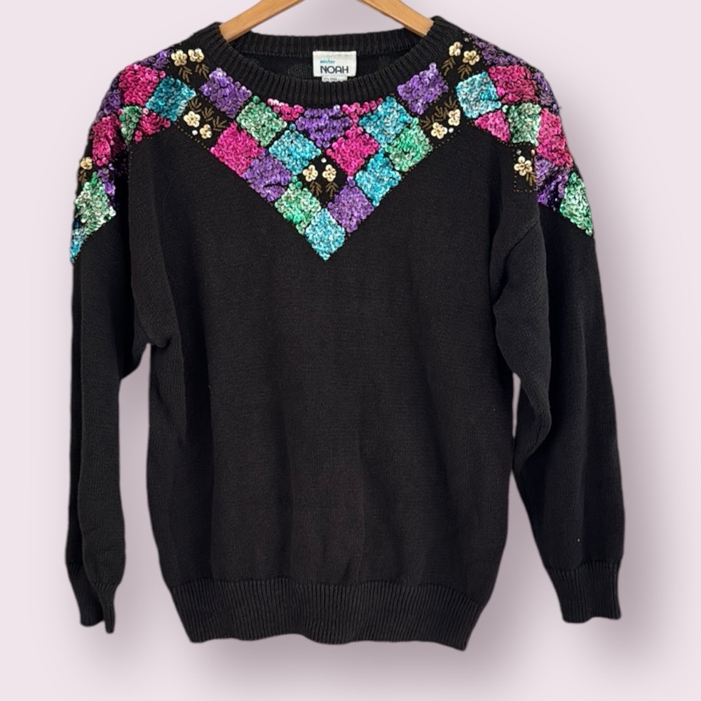 Vintage Sequined Sweater | Mister Noah | Shoulder Pads